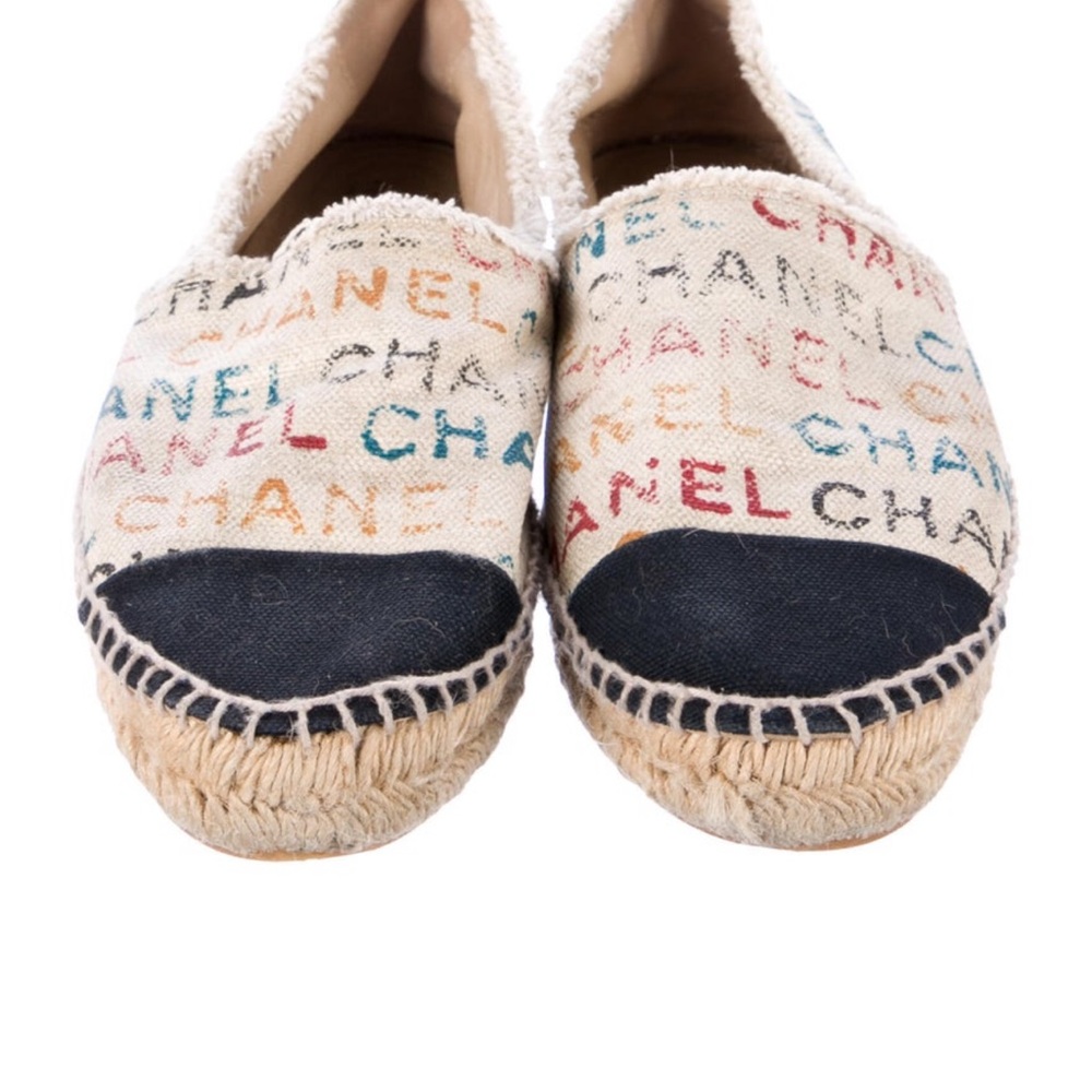 CHANEL Multi-color Graffiti Logo Espadrille Flats size 40